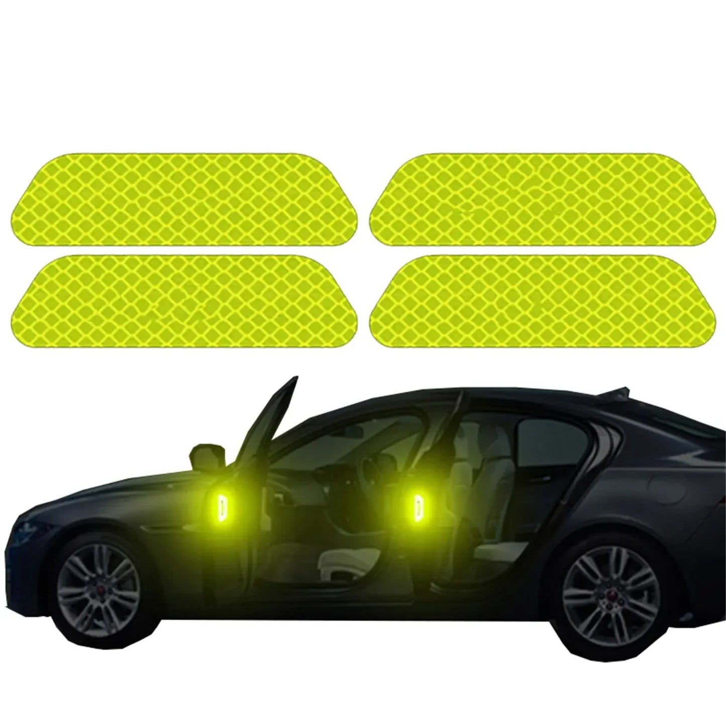 4 Pcs Car Door Sticker Safety Opening Warning Reflector Tape