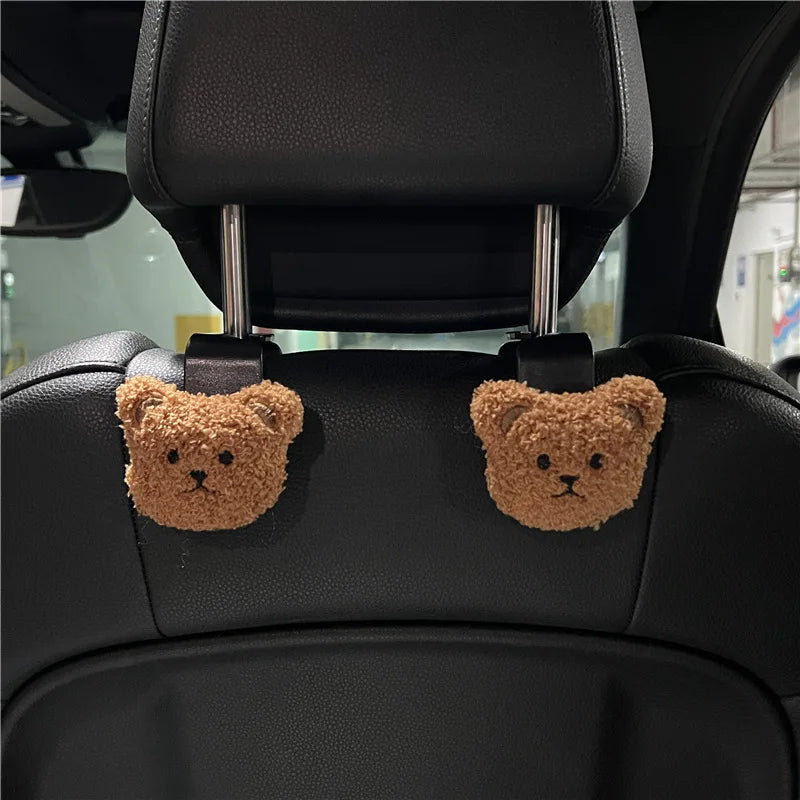 2Pcs Cute Cartoon Bear Car Seat Back Hooks Storage