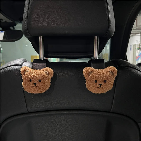 2Pcs Cute Cartoon Bear Car Seat Back Hooks Storage