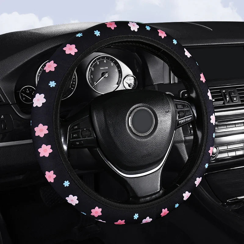 Small Fresh Flower Elastic No Inner Ring Car Steering Wheel Cover
