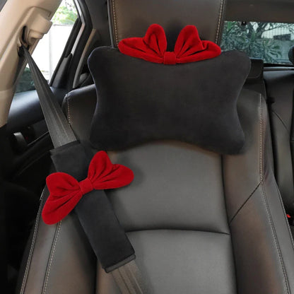 1Pc Cute Cartoon Red Bowknot Car Neck Pillow