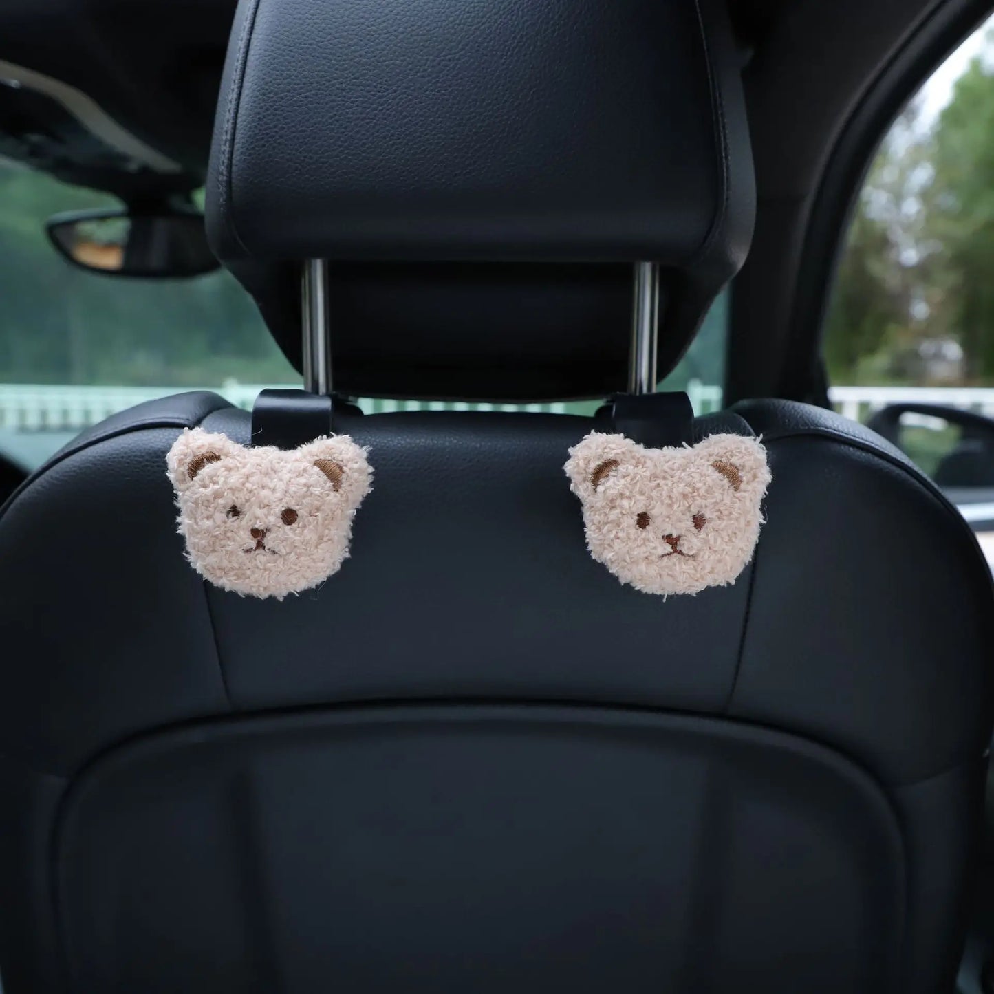 2Pcs Cute Cartoon Bear Car Seat Back Hooks Storage