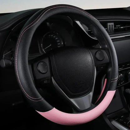 PU Leather Splicing Leather Anti-Slip Wear Four Seasons Universal Steering Wheel Cover