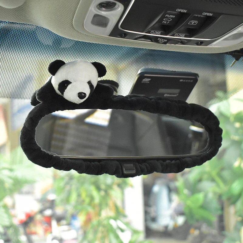 1Pc Cute Cartoon Panda Car Gear Shift Cover Soft Plush