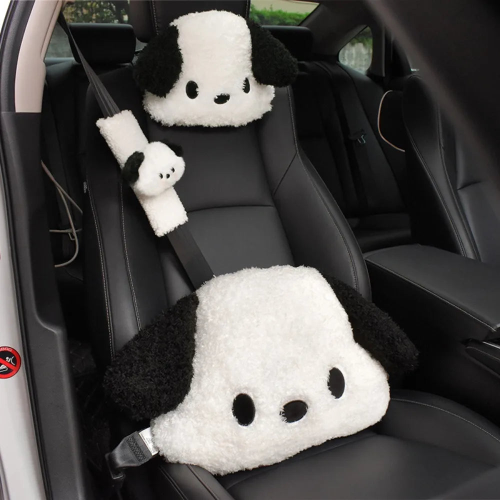 Car Headrest Neck Pillow  Waist Rest Cute Plush dog Backrest in the Car Lumbar Support