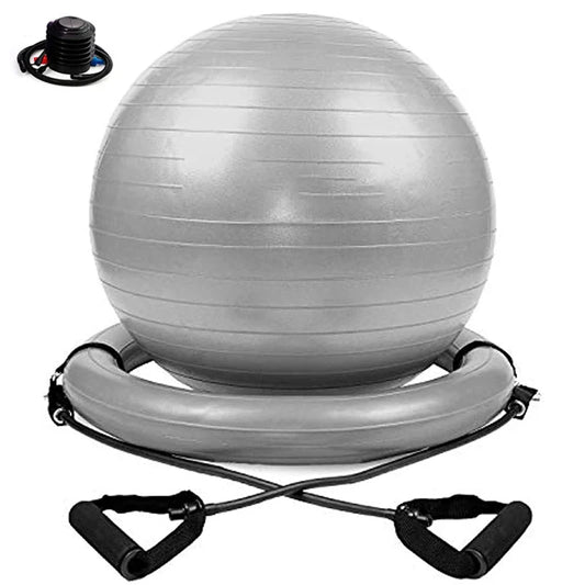 Fitness Yoga Ball Chair Stability Ball Chair With Inflatable Stability Base & Resistance Bands