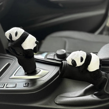 1Pc Cute Cartoon Panda Car Gear Shift Cover Soft Plush