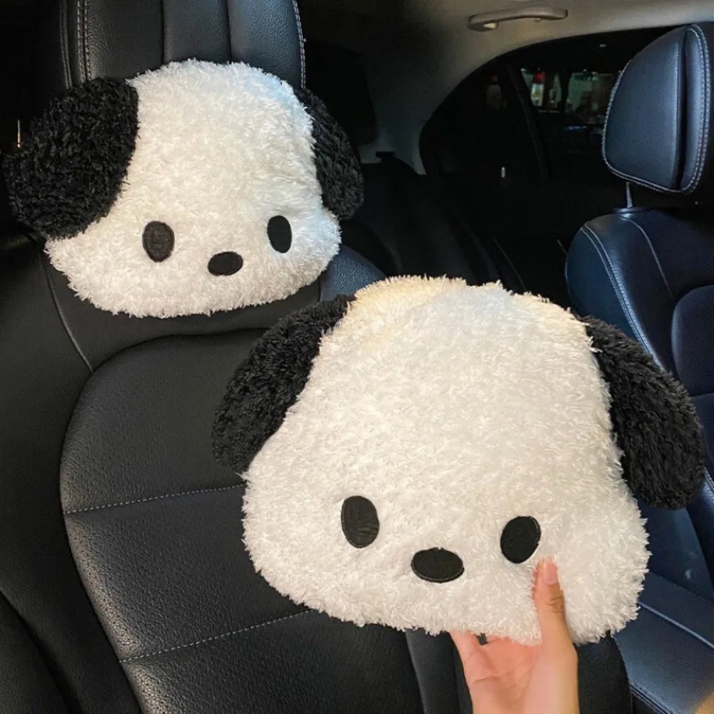 Car Headrest Neck Pillow  Waist Rest Cute Plush dog Backrest in the Car Lumbar Support