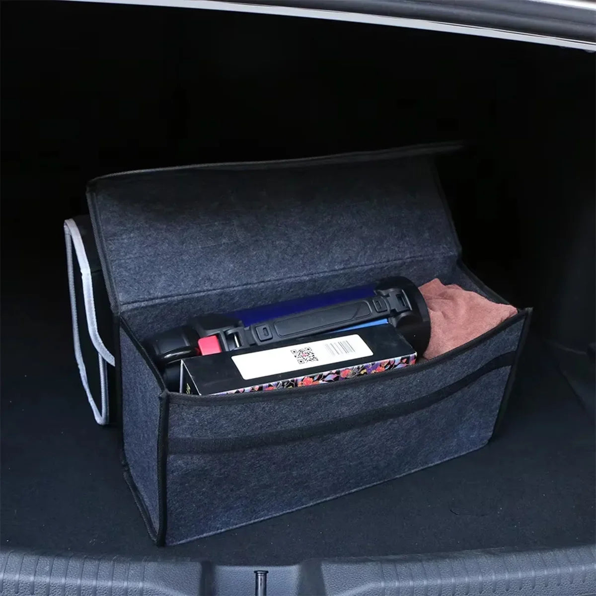 1Pc Dark Grey Car Felt Storage Box