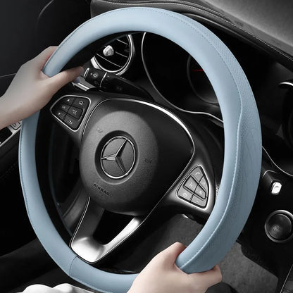 Embossed PU Leather Patchwork Car Steering Wheel Cover