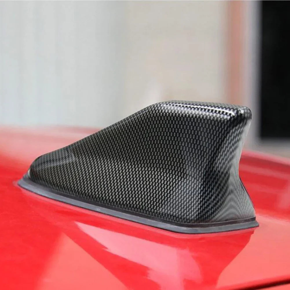 16cm Universal Carbon Fiber Look Car Roof Top Mount Shark Fin Aerial Antenna Toppers