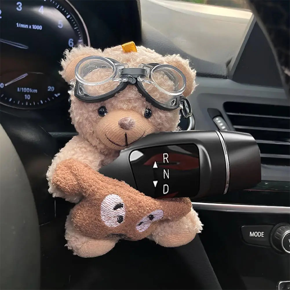 Cute Bear Car Gear Shift Decoration Plush Doll Turn Signal Wiper Doll