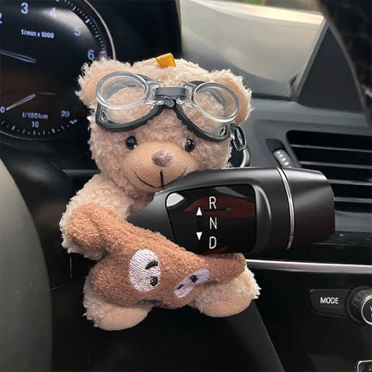 Cute Bear Car Gear Shift Decoration Plush Doll Turn Signal Wiper Doll