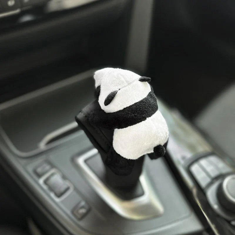 1Pc Cute Cartoon Panda Car Gear Shift Cover Soft Plush
