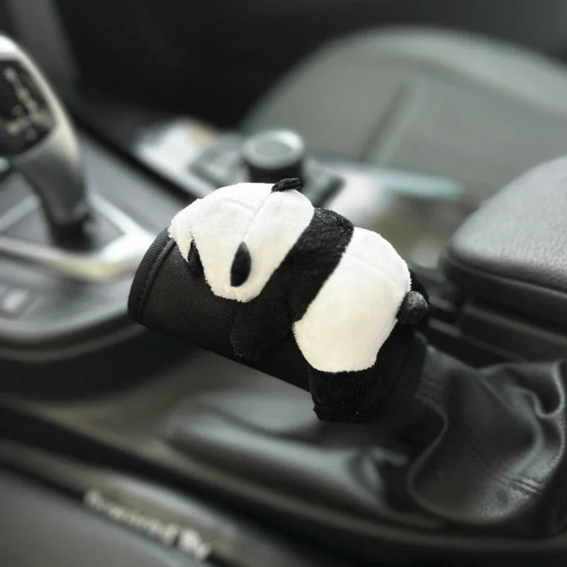 1Pc Cute Cartoon Panda Car Gear Shift Cover Soft Plush