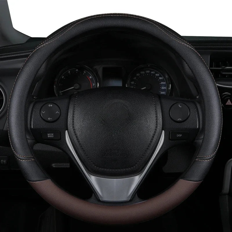 PU Leather Splicing Leather Anti-Slip Wear Four Seasons Universal Steering Wheel Cover
