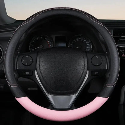 PU Leather Splicing Leather Anti-Slip Wear Four Seasons Universal Steering Wheel Cover