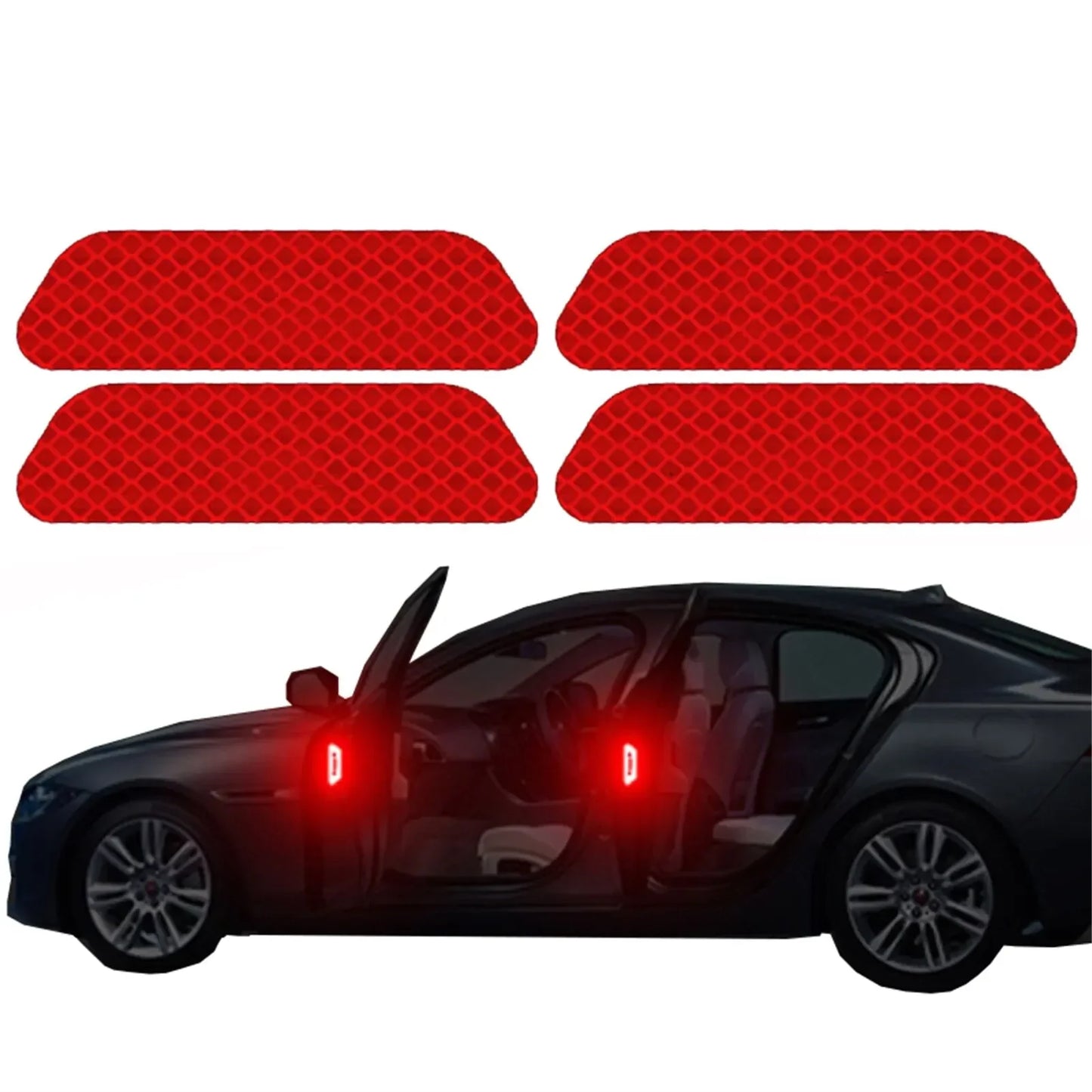 4 Pcs Car Door Sticker Safety Opening Warning Reflector Tape