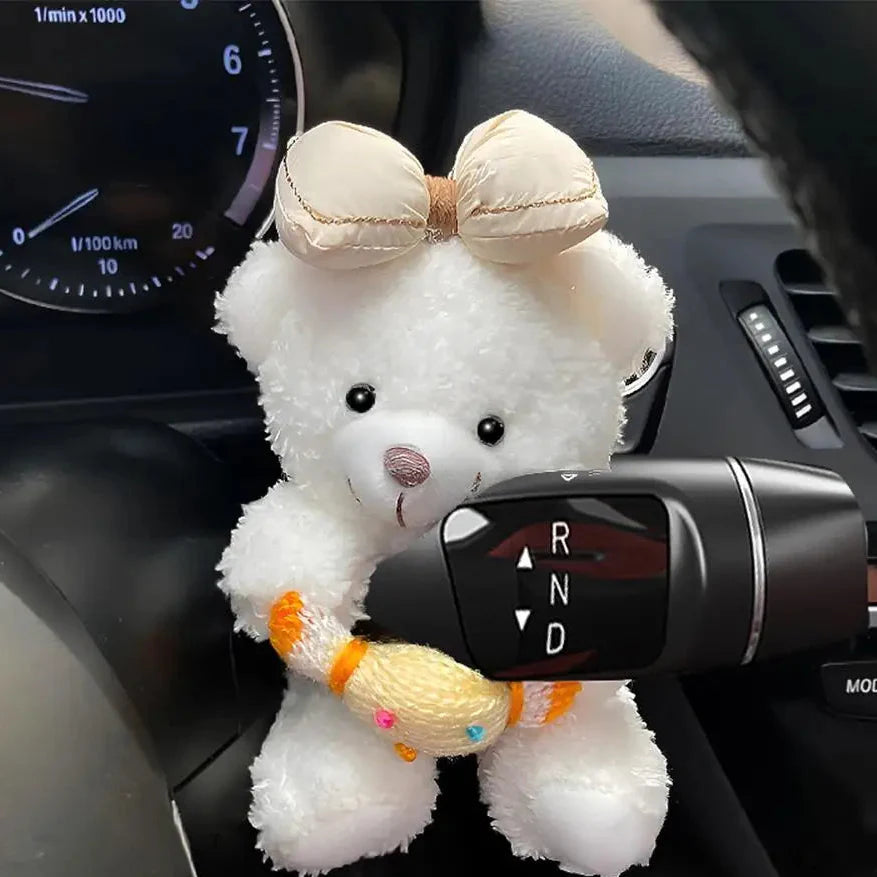 Cute Bear Car Gear Shift Decoration Plush Doll Turn Signal Wiper Doll