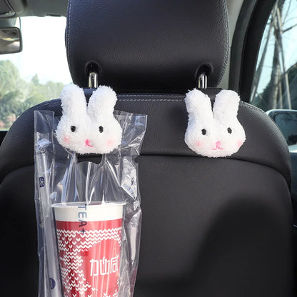 2Pcs Cute Cartoon Bear Car Seat Back Hooks Storage
