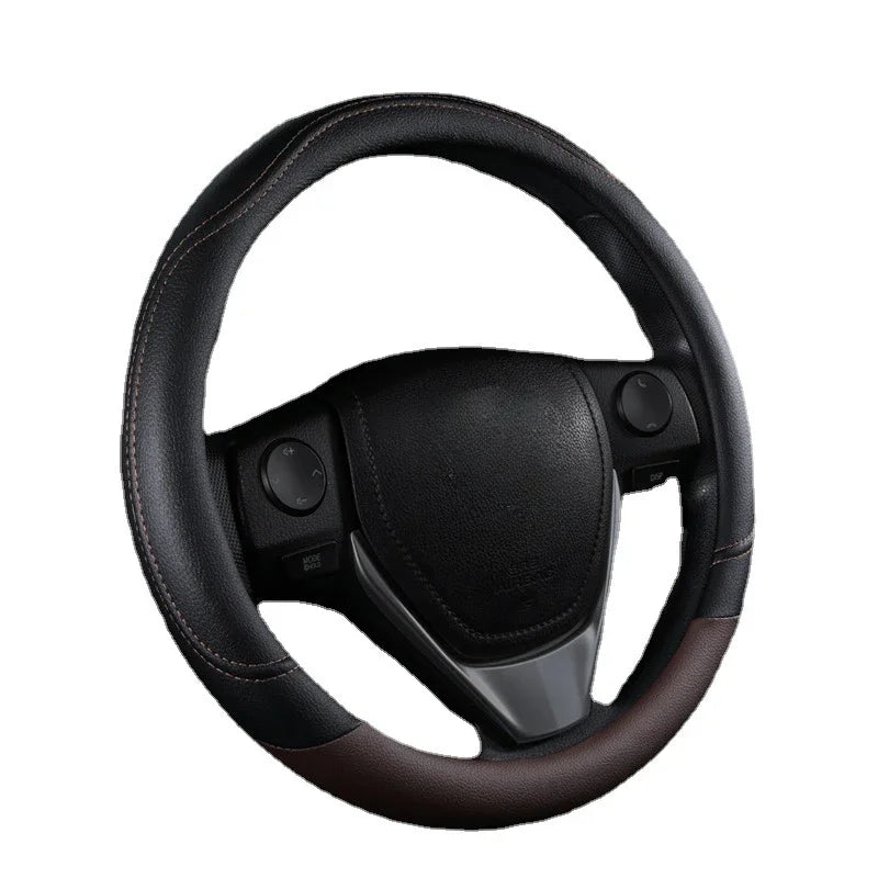 PU Leather Splicing Leather Anti-Slip Wear Four Seasons Universal Steering Wheel Cover