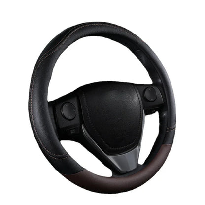 PU Leather Splicing Leather Anti-Slip Wear Four Seasons Universal Steering Wheel Cover