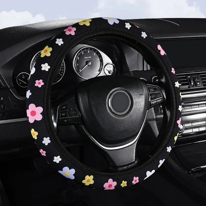 Small Fresh Flower Elastic No Inner Ring Car Steering Wheel Cover
