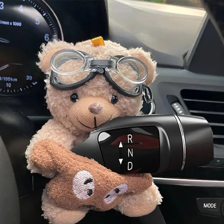 Cute Bear Car Gear Shift Decoration Plush Doll Turn Signal Wiper Doll